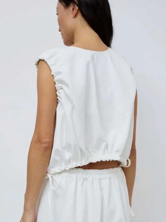 No.6 Anabel White Sleeveless Drawstring Top - Picture 2 of 4